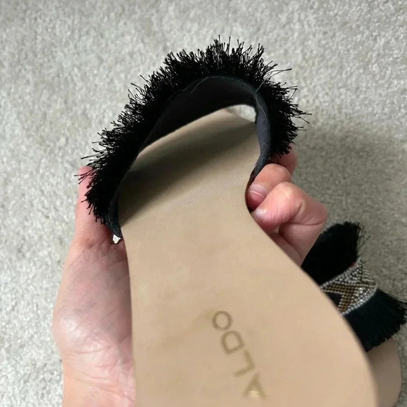 Aldo SEQUIN AND fringe DETAIL ROUND  TOE CASTLEROCK SLIDES - Picture 6 of 6